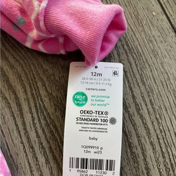 Carters Pink Patterned Baby Onesie - Picture 4 of 4